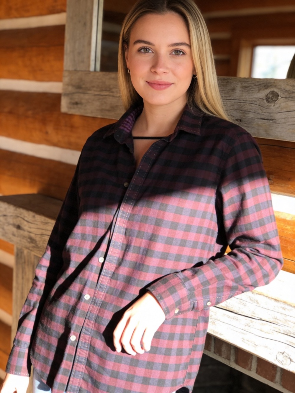 Ted Baker London Burgundy & Navy Gingham Check Button up Shirt